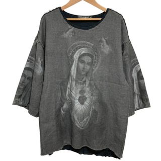 DOLCE&GABBANA - 美品 DOLCE&GABBANA ドルチェ＆ガッバーナ マリアプリント ハーフスリーブ カットオフ Tシャツ カットソー I44 グレー メンズ 古着 中古 USED