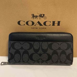 コーチ(COACH)の新品　COACH コーチ　長財布　レディース メンズ シグネチャー ブラック(長財布)