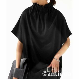 アンティカ(antiqua)の【antiqua】上品さと大人の可愛いを『ネックギャザートップス』【アンティカ】(カットソー(半袖/袖なし))