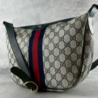 GUCCI - 【希少】グッチ GGスプリーム シェリーライン ショルダーバッグ ネイビー