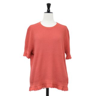 セオリー(Theory)の【新品】Theory セオリー ニット オレンジ サイズ:L(13号～15号) / スカラップ ショートスリーブ ニット / Bristol Cotton Lace Trim PO サマーニット 半袖 コットン ナイロン / トップス セーター【レディース】(ニット/セーター)
