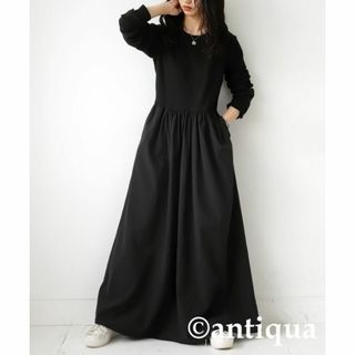 アンティカ(antiqua)の【antiqua】異素材 MIX ドッキング ワンピース【アンティカ】(ロングワンピース/マキシワンピース)