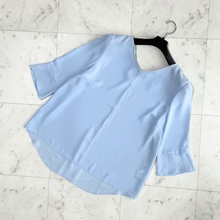 INDIVI - 美品　INDIVI インディヴィ　ブラウス　7分袖　ブルー　青　38