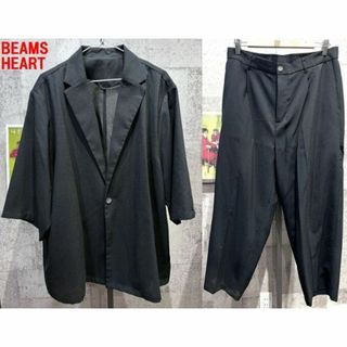 ビームス(BEAMS)の極美品 BEAMS HEART ポリエステルトロ セットアップ ブラック L メンズ ビームス ハート(セットアップ)
