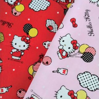 ハローキティ - Hello Kitty ドットバルーン柄 オックス生地 はぎれ 2色セット
