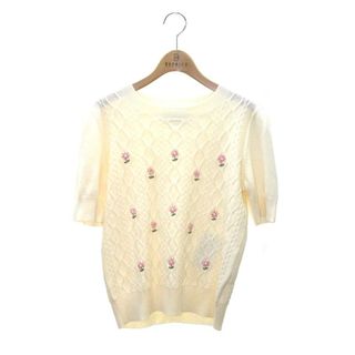 エムズグレイシー(M'S GRACY)のエムズグレイシー 728550 ニット セーター 40 アイボリー フラワー刺繍 ITOTL82WAT94(ニット/セーター)