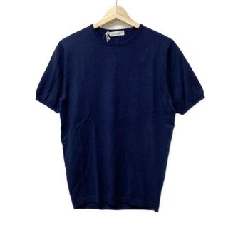 クルチアーニ(Cruciani)のCruciani(クルチアーニ) 半袖セーター サイズ46 XL レディース - ネイビー クルーネック/カシミヤ(ニット/セーター)