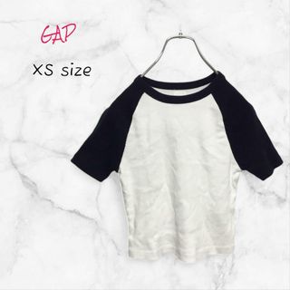 GAP Tシャツ ラグラン XS ホワイト×ブラック 送料無料 古着