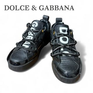 DOLCE&GABBANA - DOLCE & GABBANA パテント レザー ポルトフィーノ スニーカー