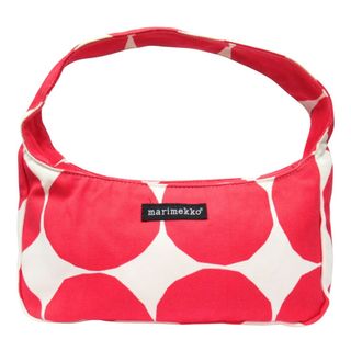 マリメッコ(marimekko)の美品 marimekko マリメッコ キヴェット ワンショルダー ハンド バッグ ロゴ キャンバス ホワイト/レッド レディース 古着 中古 USED(ハンドバッグ)