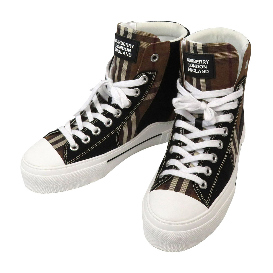 BURBERRY(バーバリー)のバーバリー コットン ネオプレン ハイトップ スニーカー メンズ ブラック ブラウン BURBERRY 【中古】 【アパレル・小物】 メンズの靴/シューズ(スニーカー)の商品写真