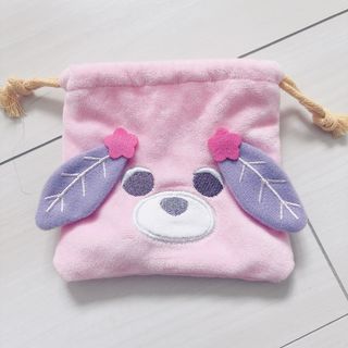 イトウエン(伊藤園)のお茶犬　ピンク　巾着袋　10cmほど(キャラクターグッズ)