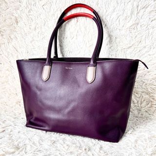 ポールスミス(Paul Smith)のPaul Smith トートバッグ ショルダーバッグ オールレザー 紫 赤　底鋲(ショルダーバッグ)