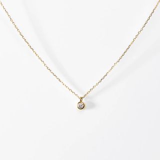 エテ(ete)の願い星 1粒ダイヤモンドゴールドネックレス 40センチ金14Kコーティング(ネックレス)