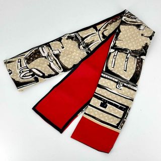 ルイヴィトン(LOUIS VUITTON)の美品 ルイヴィトン バンドー トランク ナロー スカーフ ベージュ モノグラム(バンダナ/スカーフ)