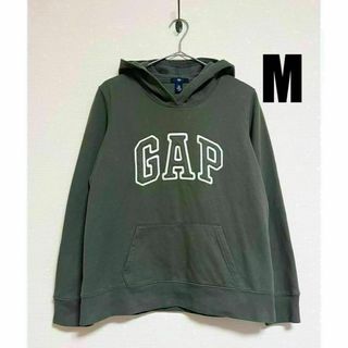 ギャップ(GAP)のGAP 裏起毛ビッグロゴプルオーバー フーディー カーキ ユニセックス Mサイズ(パーカー)
