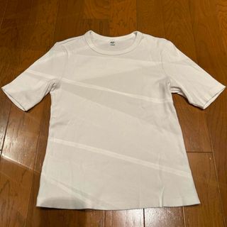 UNIQLO - UNIQLO ユニクロ リブ半袖Tシャツ ホワイト