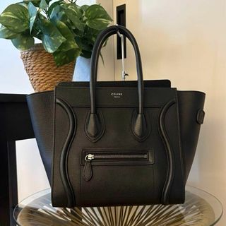 セリーヌ(CELINE)の【美品】CELINE セリーヌ ラゲージ マイクロ　ショッパー ブラック(ハンドバッグ)