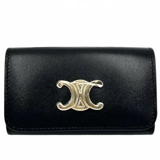 セリーヌ(CELINE)のCELINE セリーヌ キーケース トリオンフ 6連 小物 レザー 10L813DPV.38NO カーフ    ブラック 黒 ゴールド金具 レディース 美品【中古品】(コインケース)