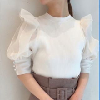 SNIDEL - 美品🩷スナイデル　オーガンスリーブニットブルオーバー　アイボリー