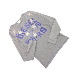 DIESEL - DIESEL ディーゼル プリント Vネック 長袖 Tシャツ sizeXS/グレー ■◇ メンズ