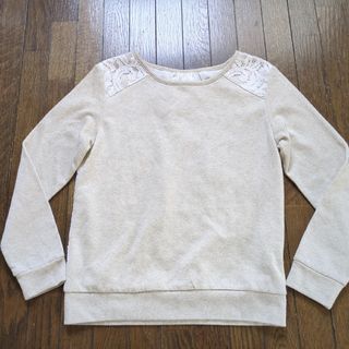 ロペ(ROPE’)のROPE背面レースディテール ラメ入りベージュ スウェットM(トレーナー/スウェット)