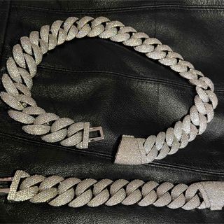シルバー ブレードチェーン ネックレス セット　キューバン　セット販売