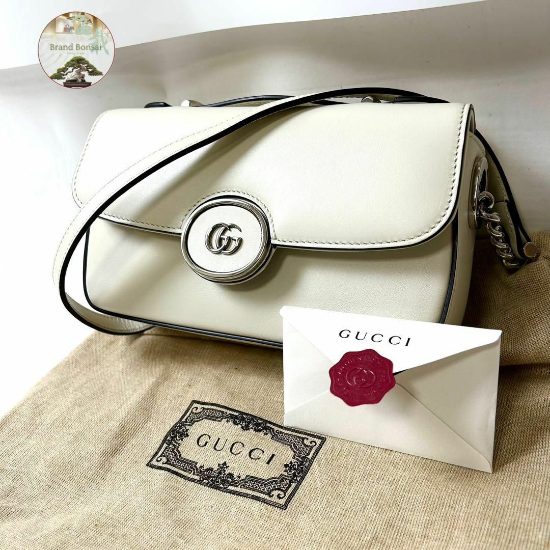 GUCCI(グッチ)の美品　グッチ　プチGGマーモント　レザー　ハンド　ショルダーバッグ レディースのバッグ(ショルダーバッグ)の商品写真