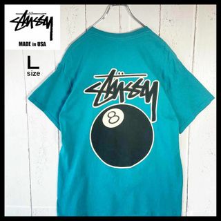 STUSSY - ステューシー STUSSY８ボール Tシャツ USA製 古着 L ターコイズ