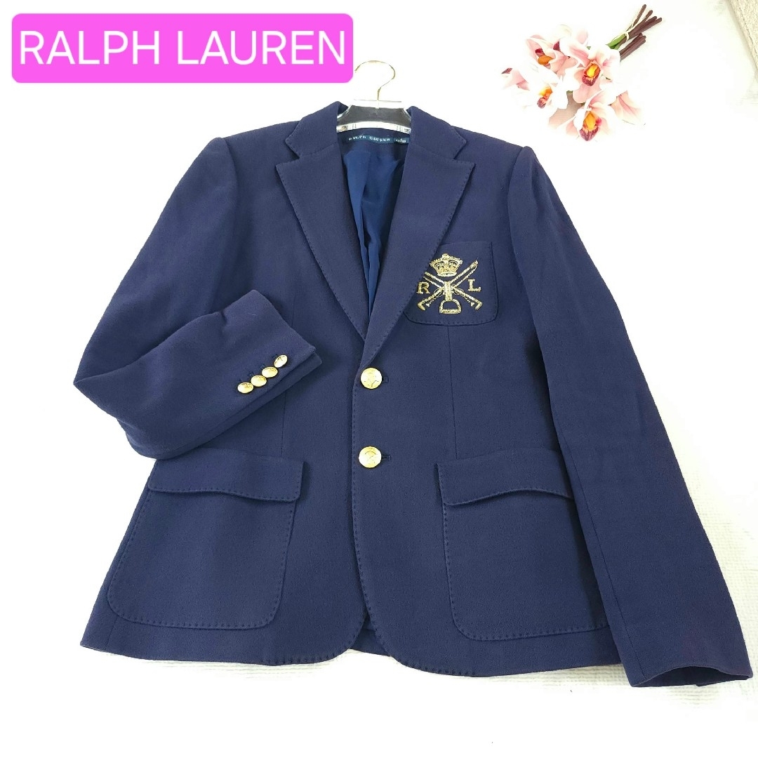 Ralph Lauren(ラルフローレン)のRALPH LAURENテーラード 紺ブレジャケット 刺繍 金ボタン 4サイズ レディースのジャケット/アウター(テーラードジャケット)の商品写真