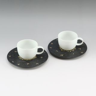 Rosenthal - 【Rosenthal】ローゼンタール 魔笛ブラック デミタスカップ＆ソーサー×2 _ 食器