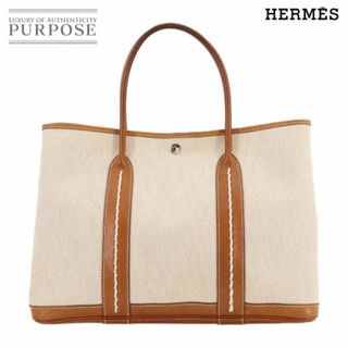 HERMES - エルメス HERMES ガーデンパーティ 36 PM トート バッグ トワルアッシュ バレニア ステッチ ナチュラル ブラウン □R刻印 90280654