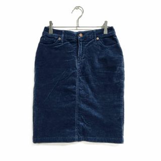 MUJI (無印良品) - 無印良品 タイトスカート ネイビー M コーデュロイ 秋冬 カジュアル 上品