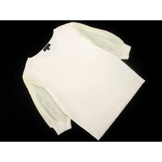 インディヴィ(INDIVI)のINDIVI インディヴィ シフォン 袖切替 ニット プルオーバー カットソー size05/白 ■◆ レディース(カットソー(長袖/七分))