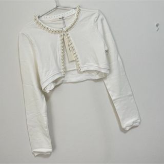 ロイヤルパーティー パール付カットカーディガン