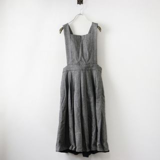 ジェーンマープル(JaneMarple)の定価3.8万 ジェーンマープル Jane Marple ウール ドミトリースカート M/ブラック サロペット ロング フレア 千鳥格子【2400014457896】(その他)