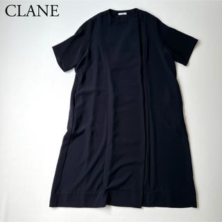 CLANE - 良品　CLANE クラネ　ロングワンピース　半袖　ネイビー　ゆったり　2