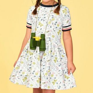 プチバトー(PETIT BATEAU)の【 美品 】プチバトー 半袖 昆虫 ワンピース 女の子 6ans 110cm(ワンピース)
