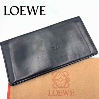 ロエベ(LOEWE)のLOEWE ロエベ アナグラム ナッパレザー 二つ折り長財布 本革 ブラック(長財布)