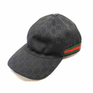 グッチ(GUCCI)の美品 GUCCI グッチ ■ GGキャンバス シェリーライン ベースボールキャップ ブラック 帽子 200035 M/58cm □7E (キャップ)