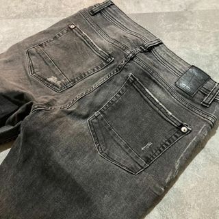 ZARA - 【ZARA MAN】ザラ マン ダメージ加工 ブラック アンクルスキニーデニム