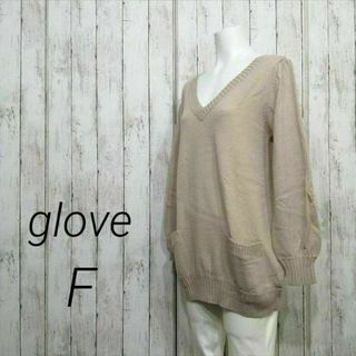 グローブ(grove)のgrove グローブ レディース vネック セーター 長袖 バックリボン 36(ニット/セーター)
