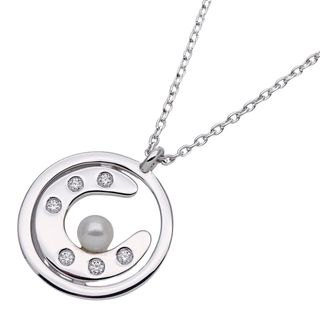 ミキモト(MIKIMOTO)のミキモト MIKIMOTO ネックレス レディース ブランド K18WG 6P ダイヤモンド 1P アコヤパール 約3.1mm ホワイトゴールド ジュエリー 磨き済み 【中古】(ネックレス)