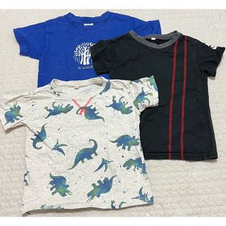 ニシマツヤ(西松屋)の西松屋 半袖 Tシャツ 恐竜 ブルー ブラック グレー キッズ 服 110 3点(Tシャツ/カットソー)