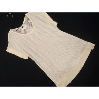 グローブ(grove)のgrove グローブ ボーダー ノースリーブ 透かし編み ラメ ニット セット sizeM/ベージュ ■◆ レディース(ニット/セーター)