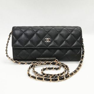 CHANEL - 【良品】CHANEL（シャネル）キャビアスキン　マトラッセ　長財布　黒　ブラック