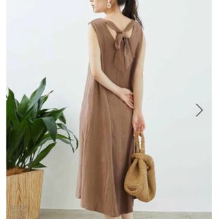 ロペピクニック(Rope' Picnic)のROPÉ PICNIC 【WEB限定】麻レーヨンバックリボンワンピース(ロングワンピース/マキシワンピース)