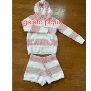 ジェラートピケ(gelato pique)のジェラピケ　ジェラートピケ　2ボーダー　パーカーパンツ上下セット(ルームウェア)
