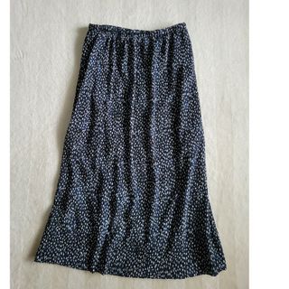 ダブルクローゼット(w closet)のw closet 黒×ピーコック&ホワイト ドット シワ加工 ロングスカート F(ロングスカート)